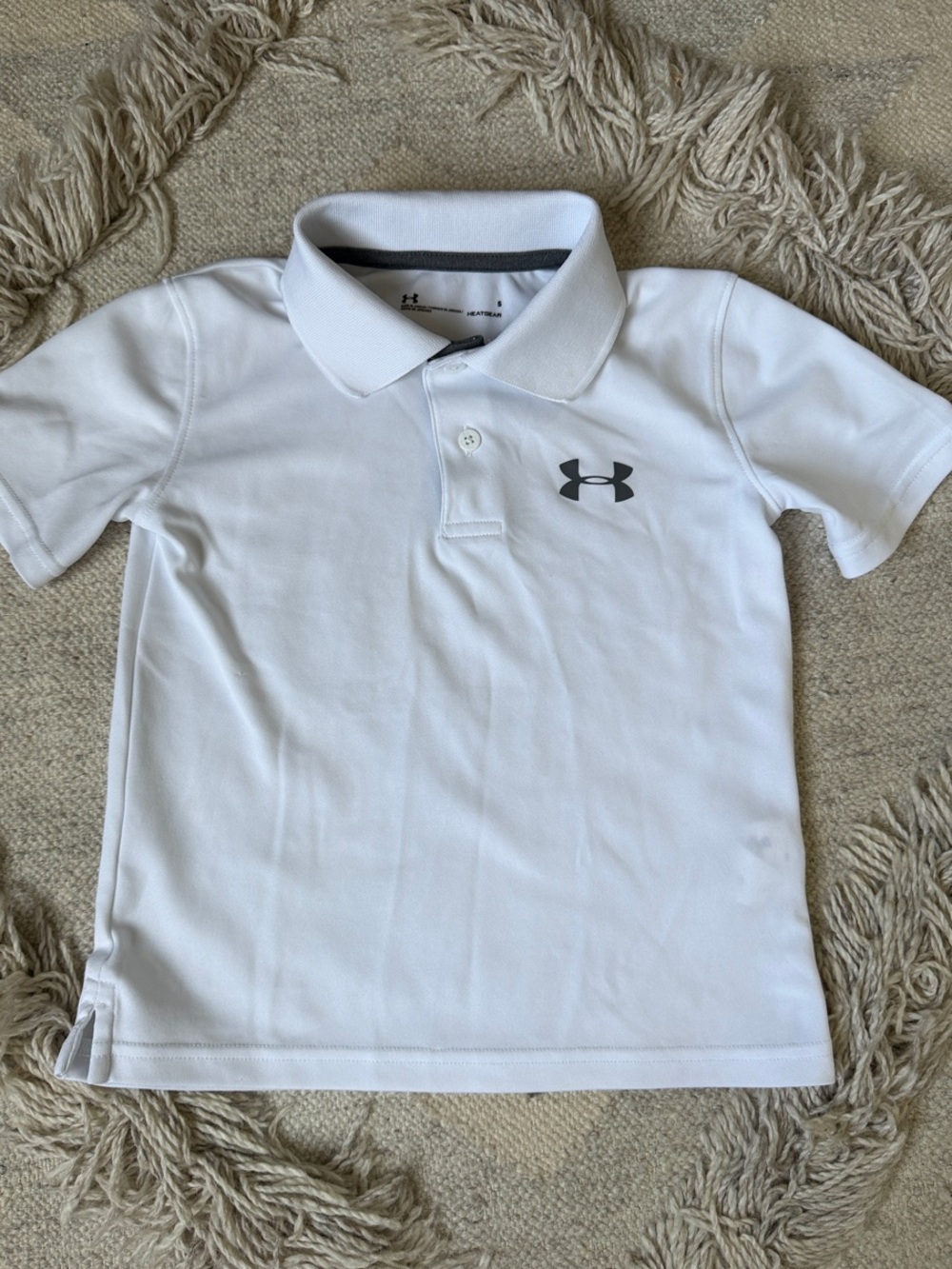 Under Armour Kids White Polo with Gray Logo